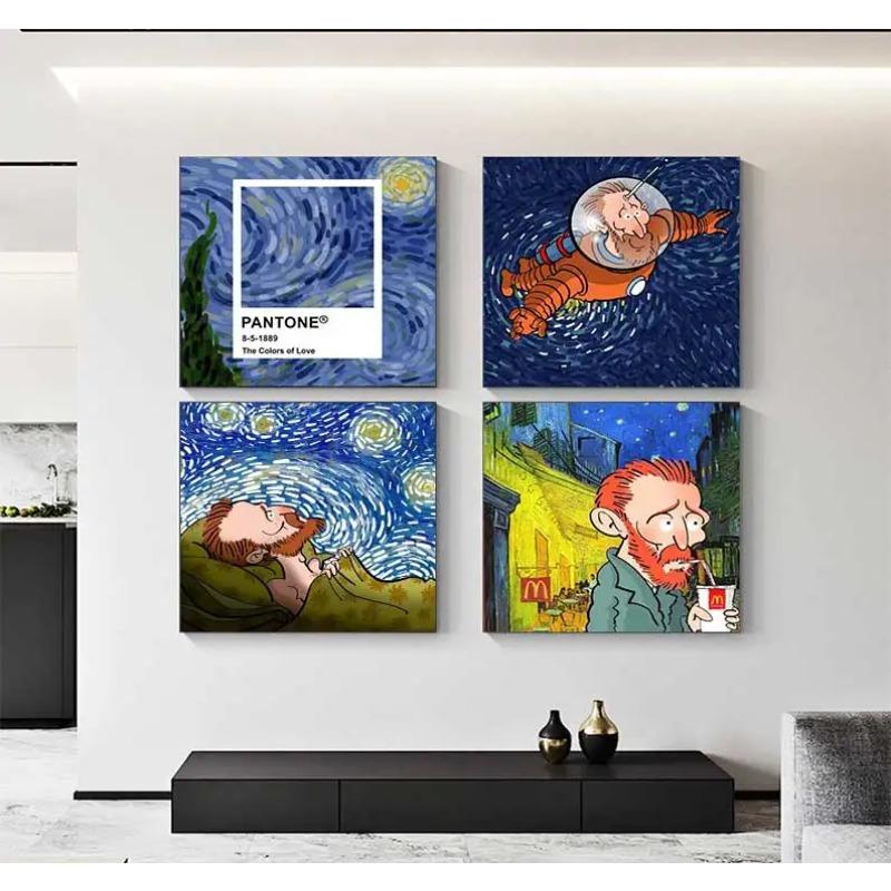 Starry Night by Vincent Van Gogh Famous Artist Art Posters and Prints Abstract Wall Picture Canvas Oil Painting Home Decoration