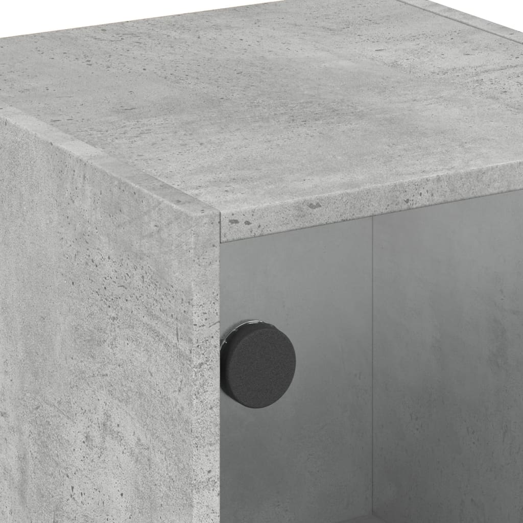 Sideboard with Glass Doors Concrete Grey 35 X 37 X 75.5 Cm