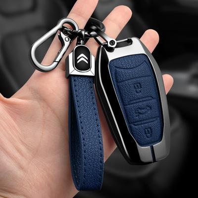 Kryt klíče od auta ze slitiny zinku a kůže Chránič klíčenky pro Citroen C1 C2 C4 C6 C3-XR Picasso Grand DS3 DS5 Příslušenství