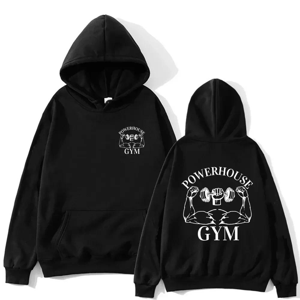 Powerhouse Gym Logo Hoodie Harajuku Men Women Geek Fitness Hoodies  Long Sleeve Aesthetic Sweatshirt