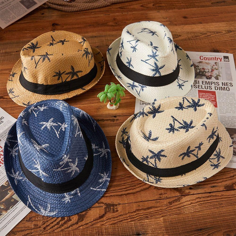 UV Protection Straw Hat Wide Brim Panama Cap Summer Jazz Hat  Men Women