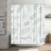 Leaf Pattern Shower Curtain Green and White Boho Style Decor for Bathrooms