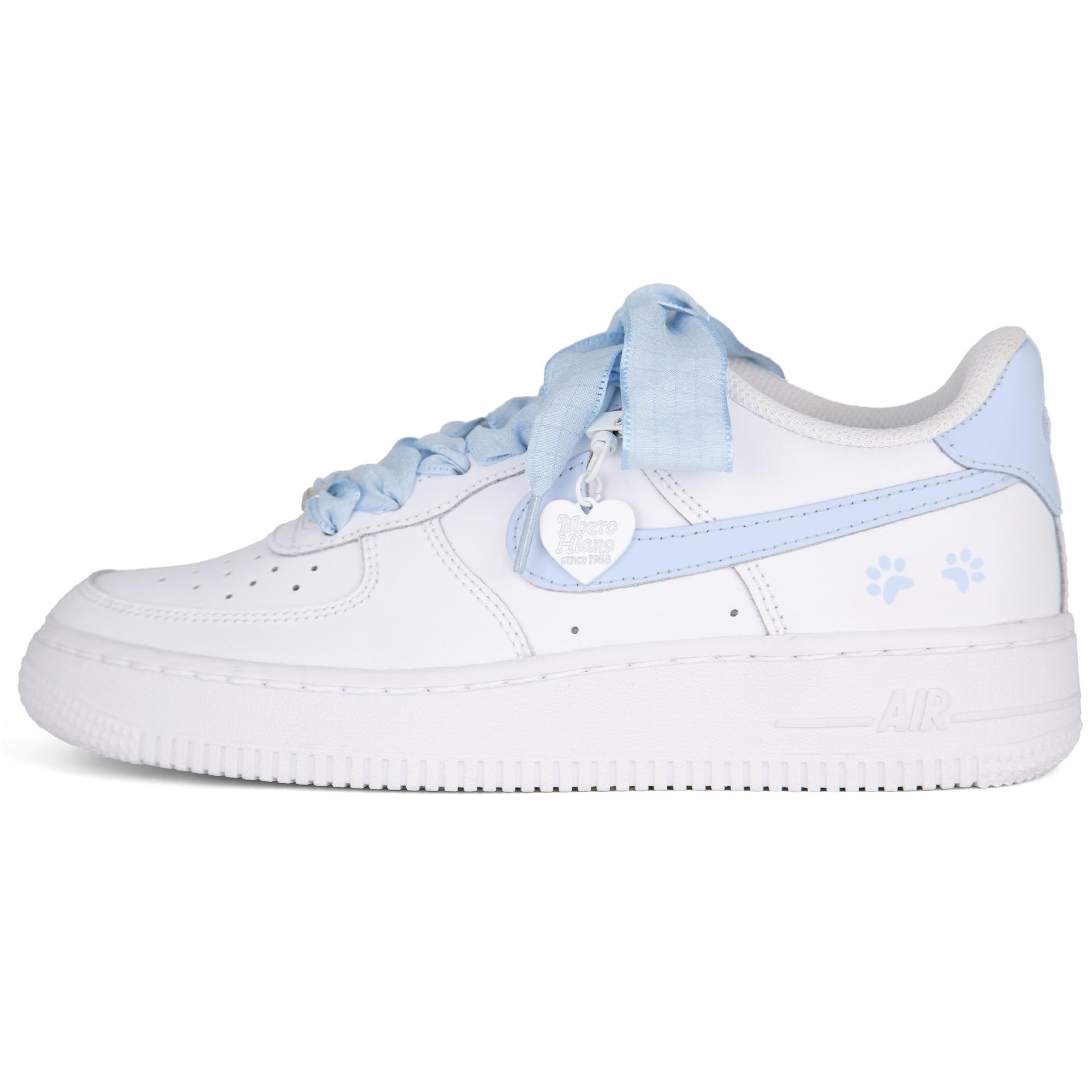 

Nike Air Force 1 White Air Force 1, Heart Blue Cat Abrasion Resistant Low top Skateboard Shoes Unisex White Blue CW2288-111(Team562-) 36.5