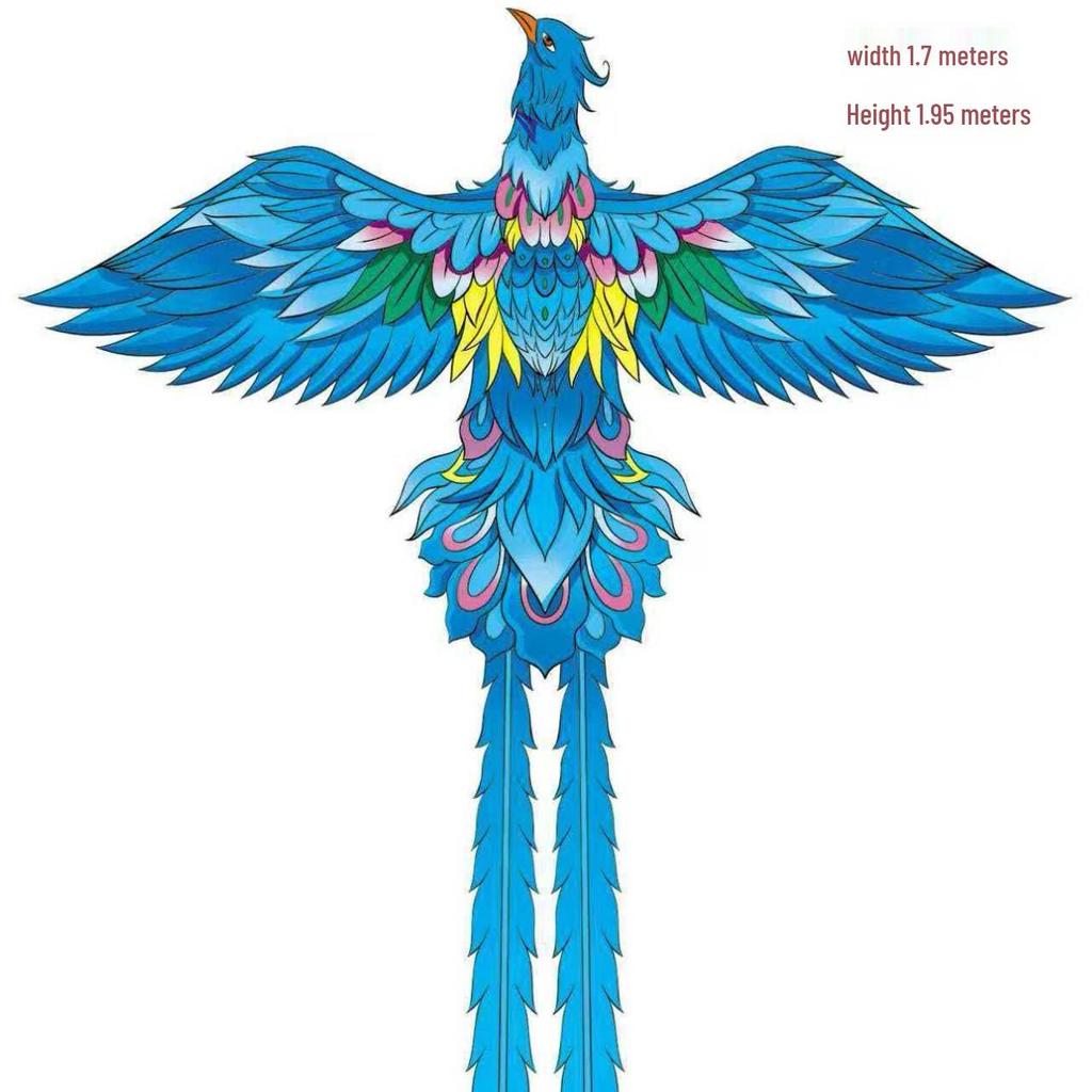 Chiba Phoenix Large Outdoor Triangle Kite with Long Tail - Easy to Fly in Breeze