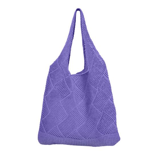 Dámská pletená taška přes rameno s velkou kapacitou, ležérní taška, jednobarevná dutá taška přes rameno pro každodenní výlety, nákupy, školu
