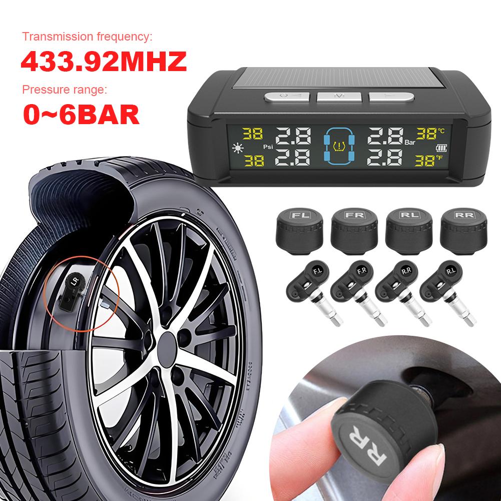 Reifendruckkontrollsystem mit 4 Sensoren Reifendrucküberwachungssystem Reifentemperaturüberwachung für Auto Limousine SUV