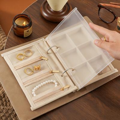 Reißverschlusstaschen Ordner PU-Leder Reise Schmucktasche PU-Leder Aufbewahrung Transparente Taschen Schmuckaufbewahrungsheft für Reise Schmuck