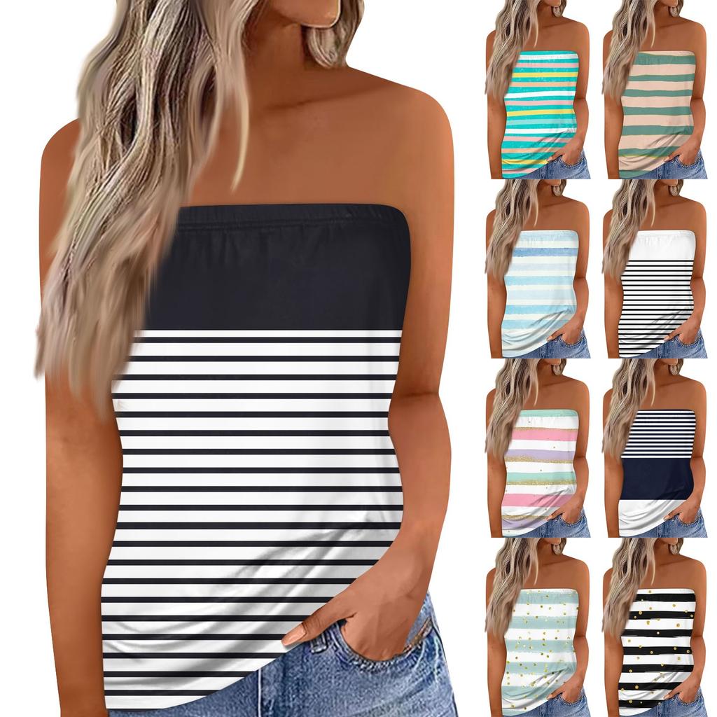 Women's Summer Sexy Tube Top Off Shoulder Sleeveless Tops Strapless Beach Vest Bandeau Shirt Backless Sexy Tops