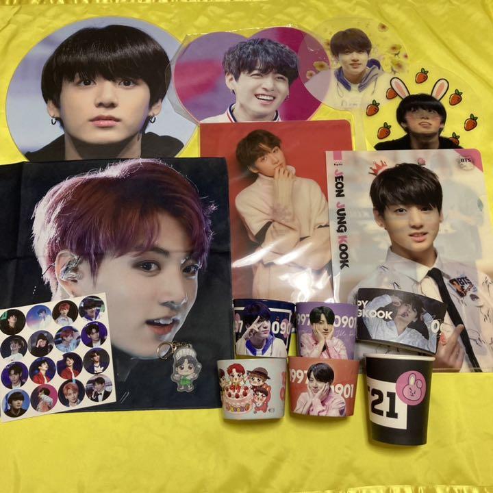 [USED] BTS Jungkook trading card, slogan, fan, cup holder, trading card