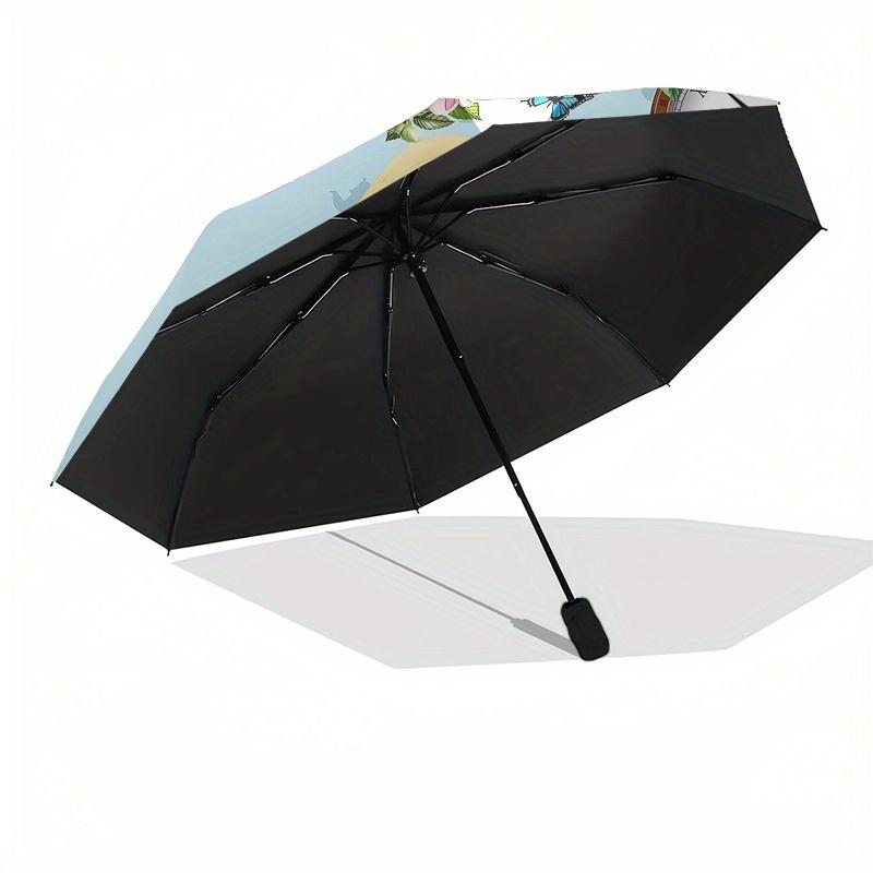 1 Auto Open Alice, White Rabbit Themed Colorful 8-rib Portable Umbrella for Men and Women, A Compact Commuting Companion Suitable for Daily