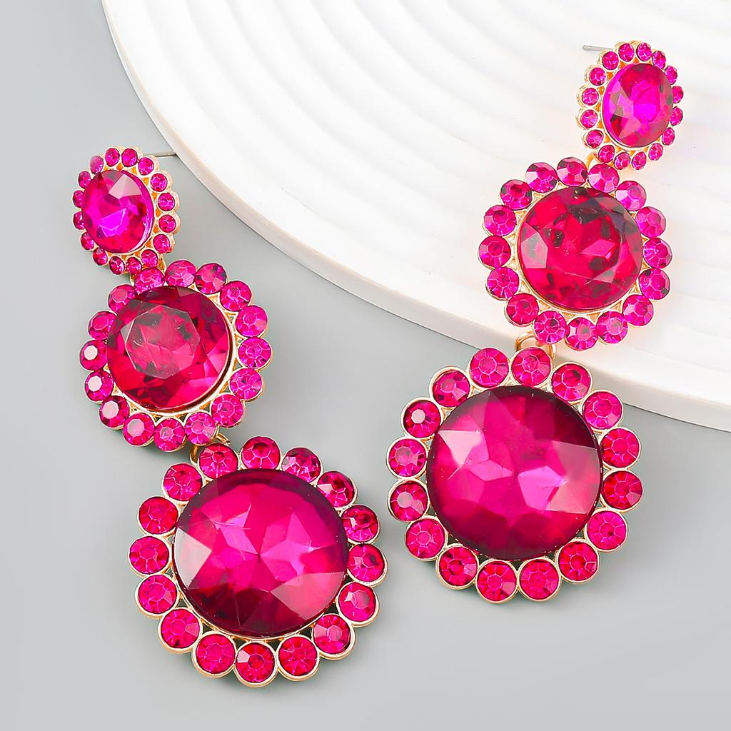 Women's Sparkling Geometric Earrings Round Diamond Earrings