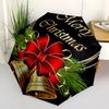 Christmas Bells with Bow Decoration Ornament StickerUmbrella with Cute Design,Portable 3-Fold Compact Umbrella for Men&Women,Valentine's Day