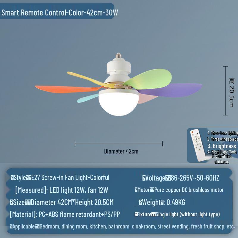 

Flower-Shaped Silent LED Ceiling Fan with E27 Screw-in, Large Air Volume, Detachable Six-Blade Design White 40W – 52cm - Three-color light