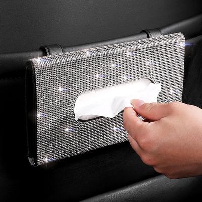 Strass Auto Taschentuchhalter Auto Sonnenblende Taschentuch Organizer Box Halter Auto Innenraum Aufbewahrung Dekor für Automobilzubehör