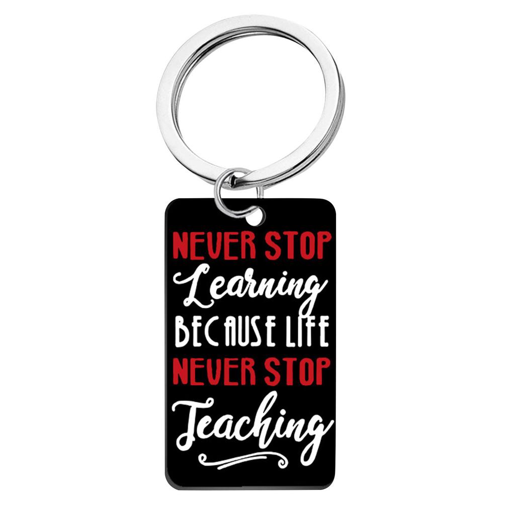 Stainless Steel Inspirational Quote Keychain There Is No Elevator To Success You Have To Take The Stairs Motivational Key Ring Durable Metal Pendant