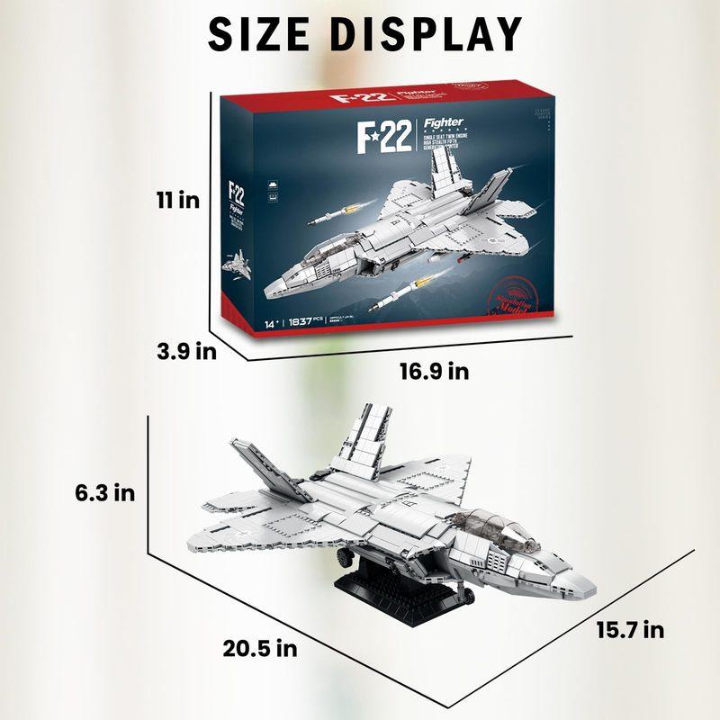 Technical USA F22 Raptor Stealth Strategic Fighter Building Blocks Supersonic Airplane Model Bricks Boy Toys Adult Gifts for Kid