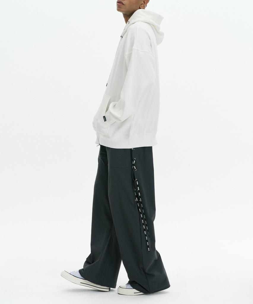 Keuleogsi Side Lace-Up Wide Pants Charcoal