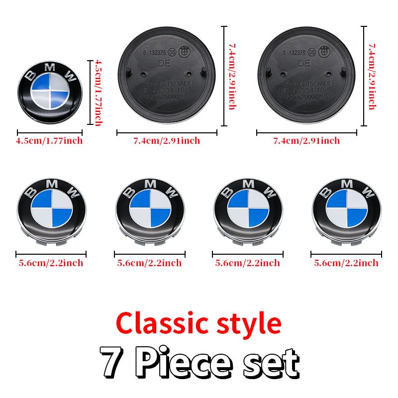 BBKD8 7PCS BMW Car Hood Front Rear Trunk Emblem Classic Blue White Badge For BMW E93 E87 G01 G20 X3 X5 F30 F20 E36 E46 E53 E90