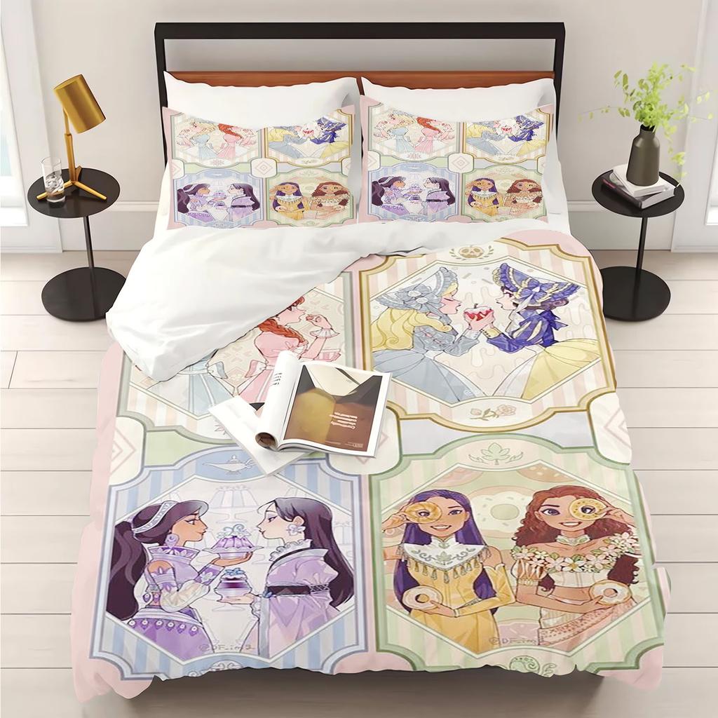 Princess Series 100% Polyester Duvet Cover Set Home Decor Bedding Comforter Sets 3D Children'S Bedding Set 3-Piece