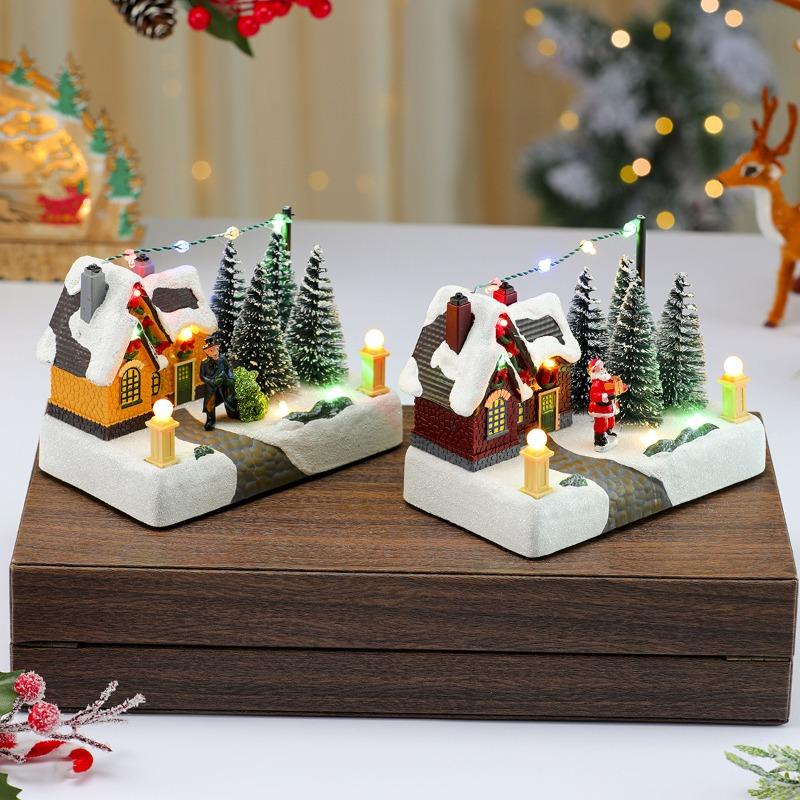 New Resin Luminous Music Box Ornament, Music Box, Christmas Decoration, Christmas Gift, Snow Scene Display