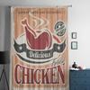 Vintage Fried Chicken Vector Poster Design Sheer Curtains for Living Room Tulle Window Curtain Bedroom Kitchen Veil Drapes