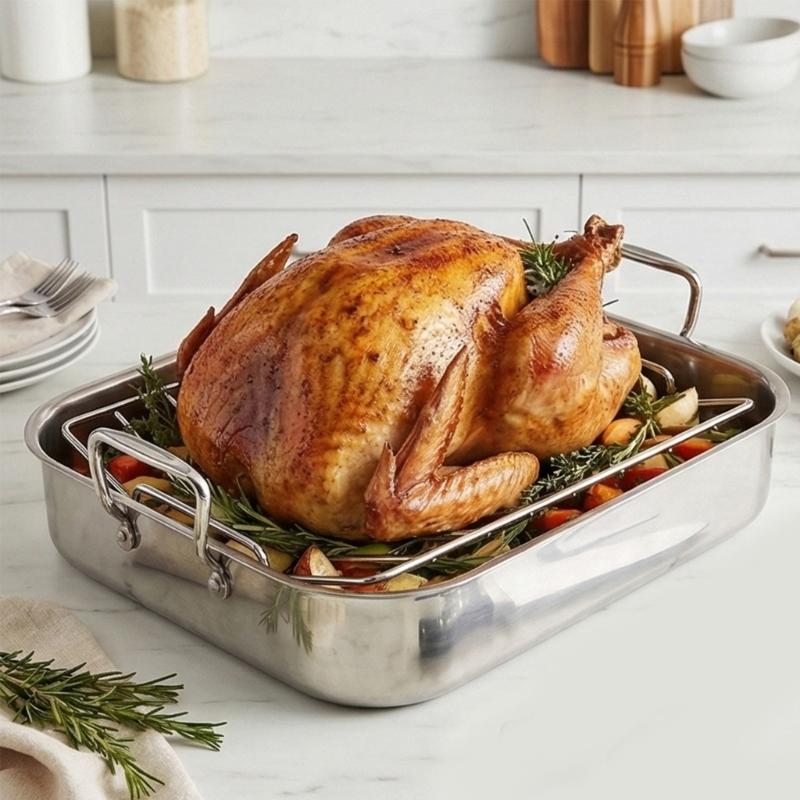 V Shape Turkey Cooking Support Stand Stainless Steel Grilling Roasting Rack For Oven And Outdoor Barbecue Accessory