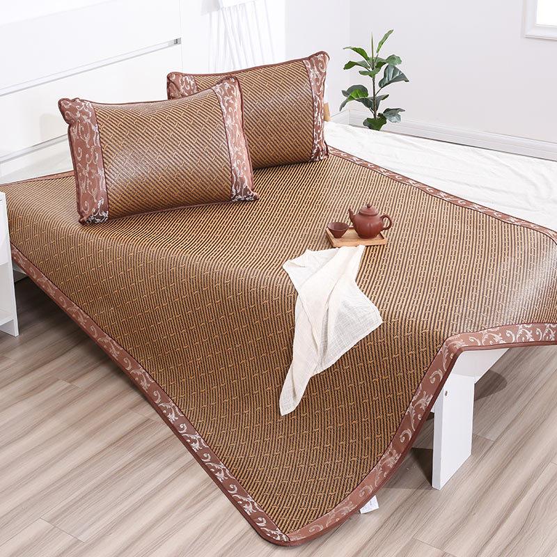 2026 Cooling Rattan Ice Silk Mat Set for Double Bed - Foldable 3-Piece Summer Air Conditioning Mat
