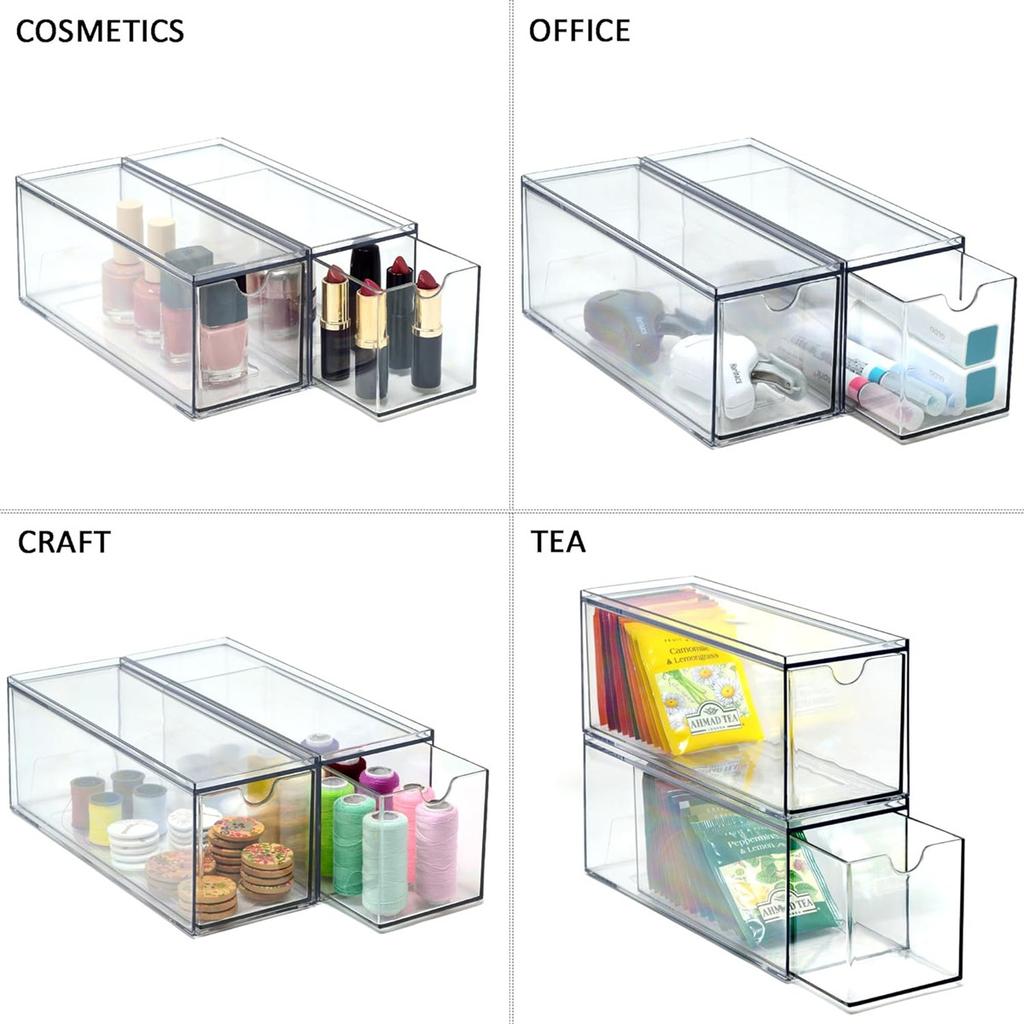 1 Acrylic Drawer-Type Coffee and Tea Bag Storage Box, Dust-Proof and Transparent Stackable Coffee Capsule Instant Milk Tea Desktop Organizer, Stat