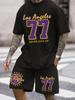 Summer Men's Sports Casual Comfortable Sports Suit T-shirt Shorts Two-piece Set No. 77 Digital T-shirt Shorts Set