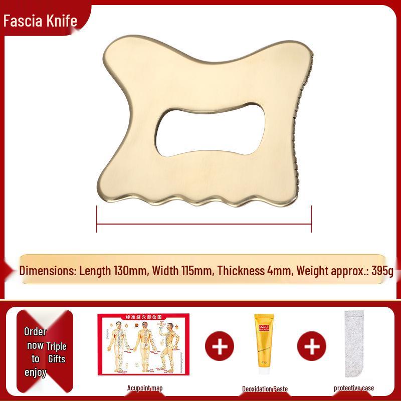 Pure Brass Gua Sha Body Sculpting Board for Full Body Massage - Large Area Back  Leg Fascia Knife