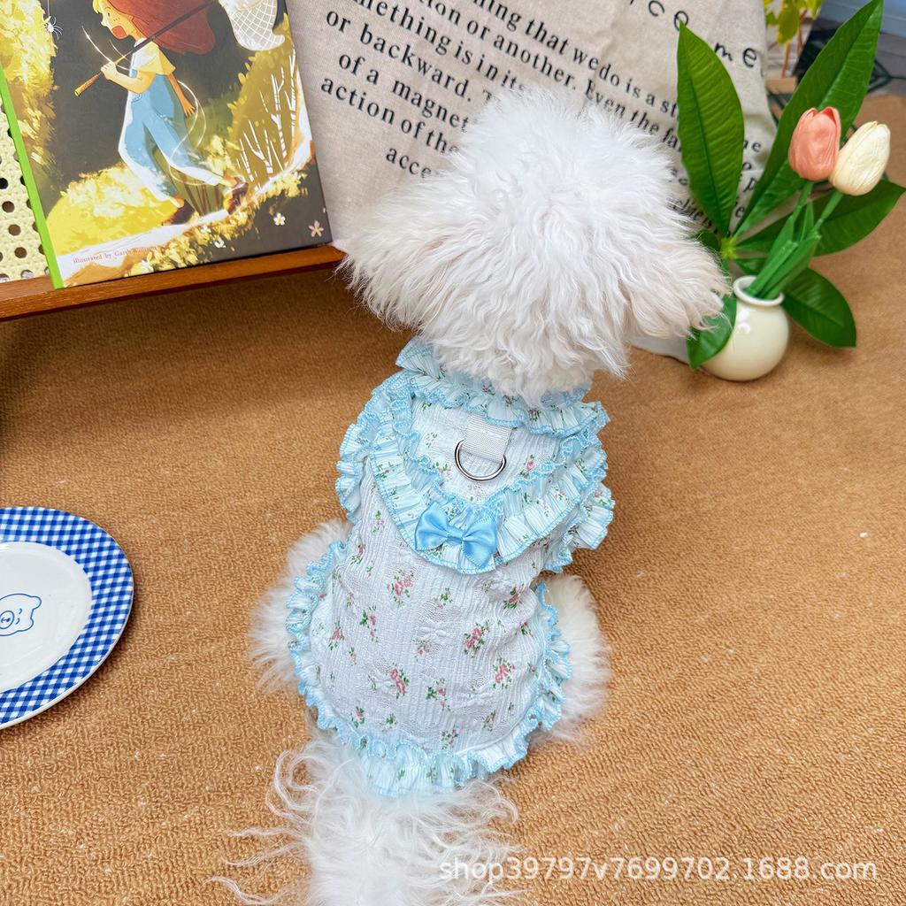 Pet clothes spring and summer thin hollow vest skirt cool clothes dog cat clothes cooling breathable sun protection