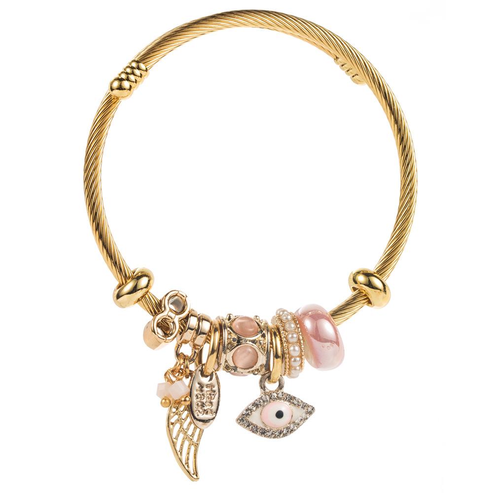 Браслет Стразы Стеклянные Бусины Подвеска  Глаз Дьявола  Женский Регулируемый Браслет