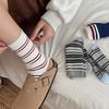 5 Paar Damen Frühling und Herbst Gestreifte Baumwolle Feuchtigkeitstransport Anti-Pilling Mittelhohe Socken