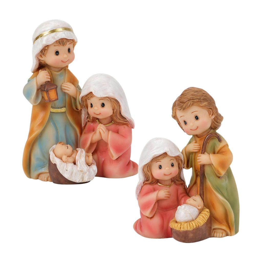 Christmas Nativity Scene Ornament Collectible Gift Artwork Resin Statue Crafts for Fireplace Indoor Office Desk Living Room