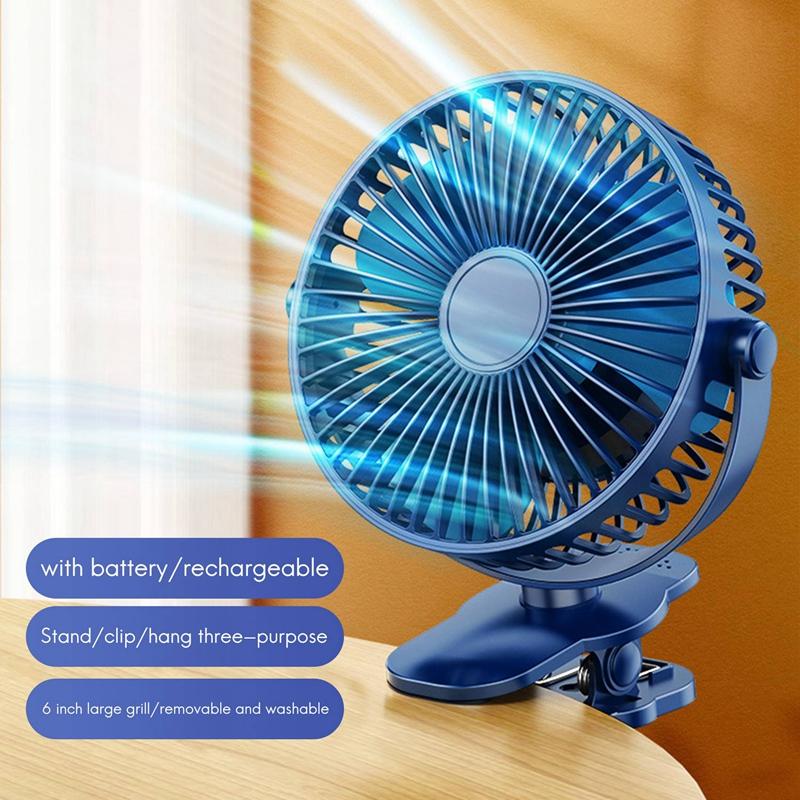 Buy Portable USB Rechargeable Fan Mini Desktop Clip Fan 360 Degree 5Speed Silent With Strong