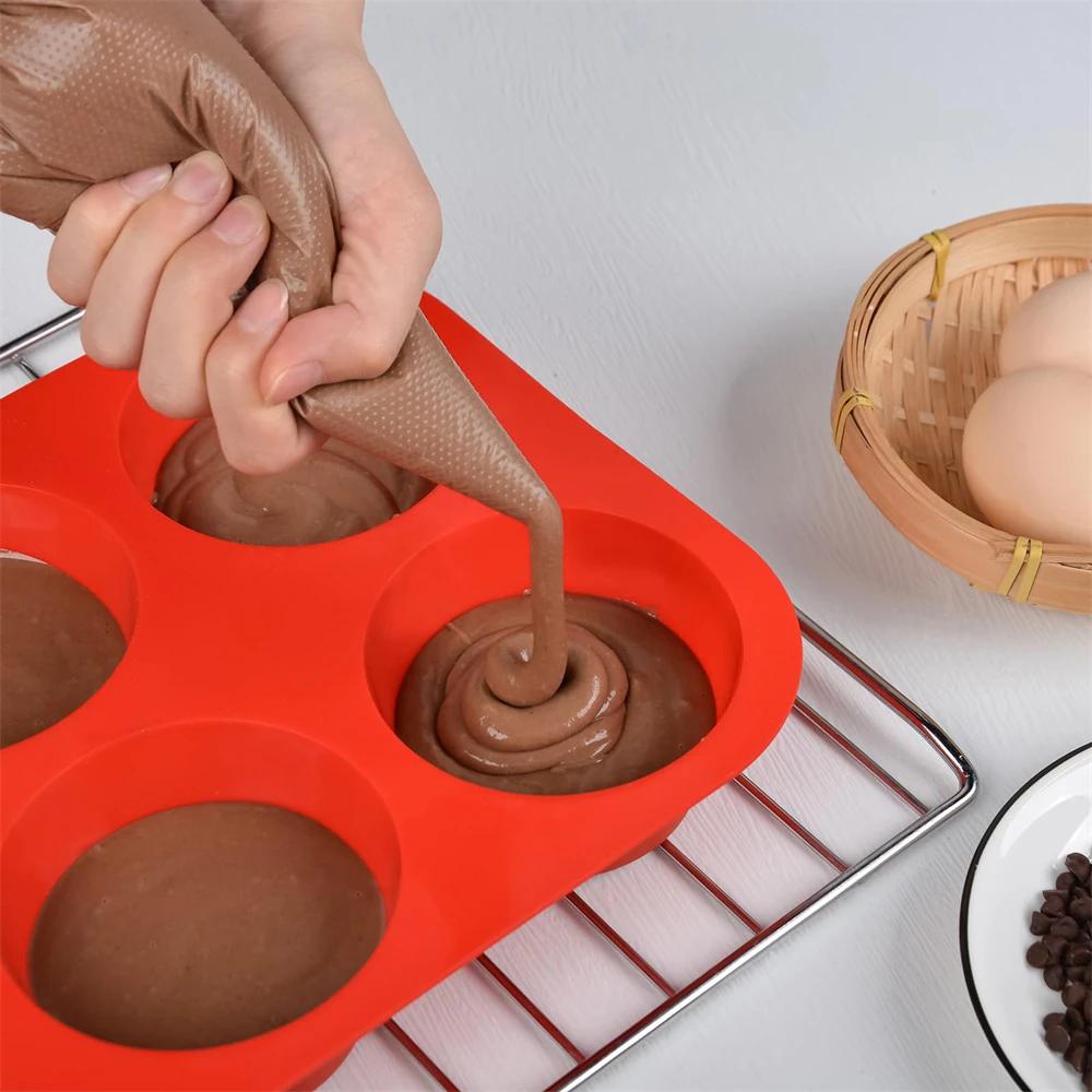 1/2 Stück Silikon Jumbo Muffin Backform 6 Mulden Riesen Silikon Cupcake Backform/Förmchen Tiefe Popover Backform Große Muffin Backformen Backen Käsekuchen Häppchen