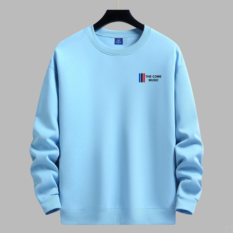 Men's Loose Fit Round Neck Hoodie with Long Sleeves and Velvet Layer, Autumn/Winter Style