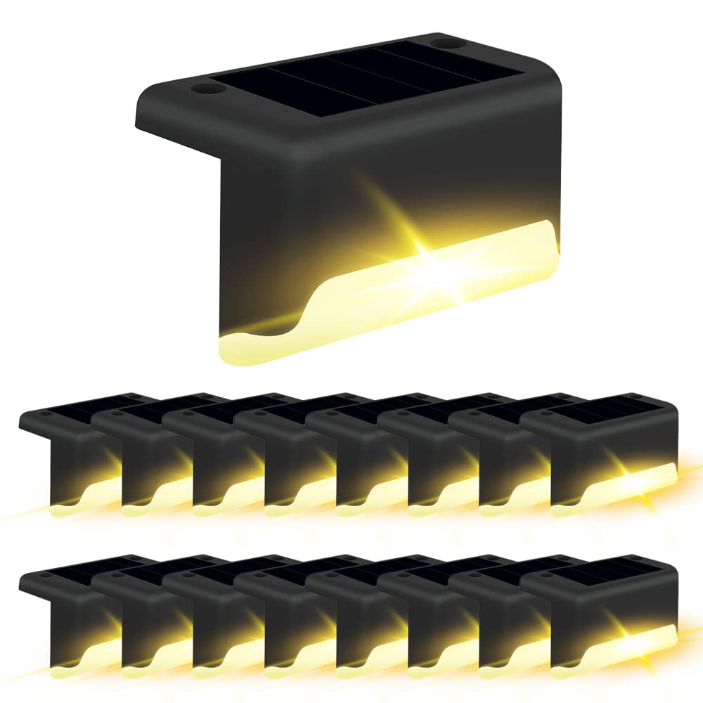 DAI NING Solar Stair Lights [16-Pack] Outdoor Waterproof Stair Warning Lights, Warm White LEDs, Deck, Garden Lamp, Pathway, Yard, Fence, Camping