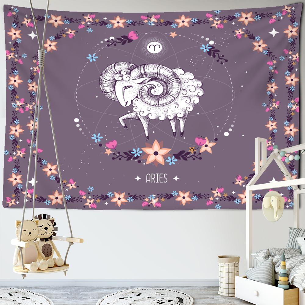 Twelve Constellation Cartoon Tapestry Wall Hanging Hippie Tapiz Witchcraft Psychedelic Kawaii Children's Room Art Home Decor