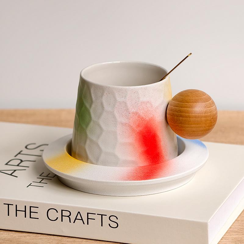Elegant Wooden Coffee Cup and Saucer Set with Gift Box - Perfect for Home, Office, or Business Gifts