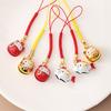 Cute Cartoon Japanese Lucky Cat Keychain With Bell Trinkets Phone Charms Car Bag Pendant Key Chain Pray Keyring Couple Gifts