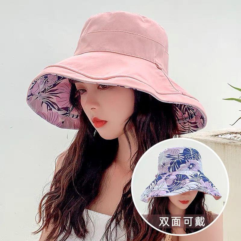 Double-sided sunscreen bucket hat women's summer sun hat new outdoor travel hat breathable face hat
