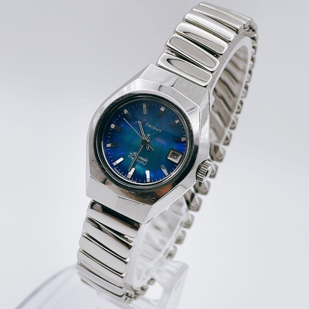 Used Operation ORIENT Minimatic automatic winding blue shell dial cut glass vintage blue dial