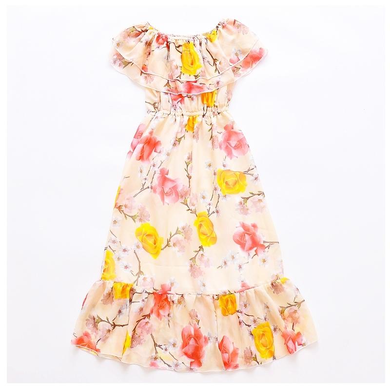 Girls Sleeveless Butterfly Print Ruffled Hem Princess Dress Kids Summer Clothes Beach Vacation Dress