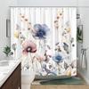 1 Pastel Floral Shower Curtain - Delicate Lavender, Pink And Blue Flowers With A Subtle Wash, Polyester Fabric With Hooks