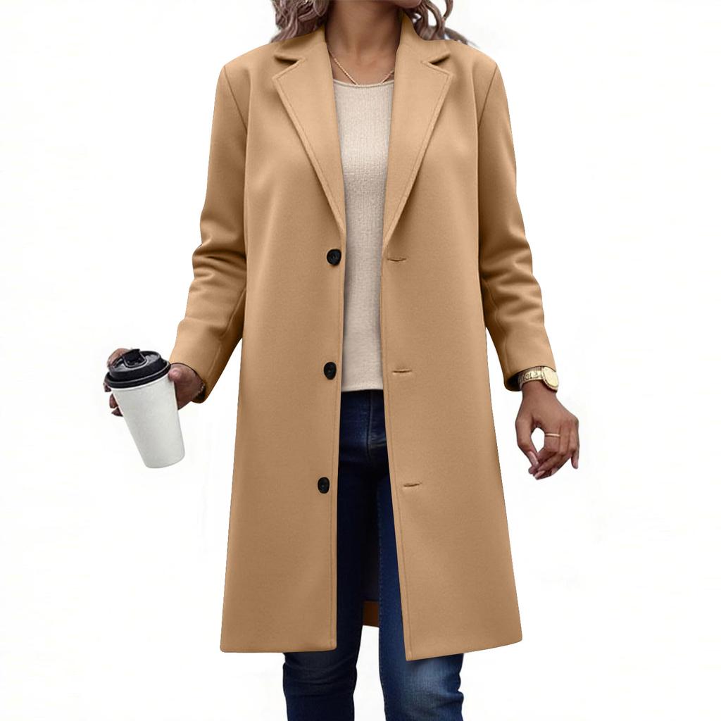 Women's Loose Comfortable Casual And Fashionable V-neck Long Sleeved Solid Color Woolen Jacket