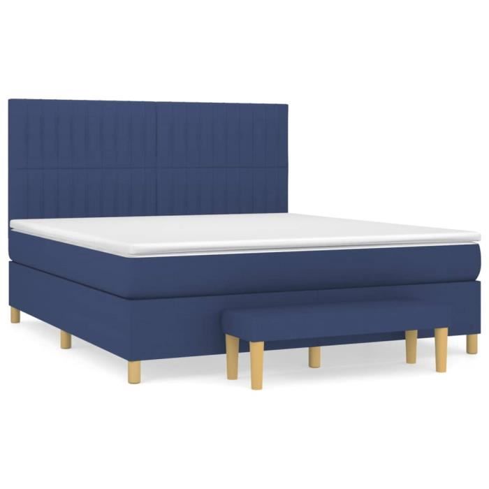 3137339 vidaXL Lit à sommier tapissier avec matelas Bleu 180x200 cm Tissu