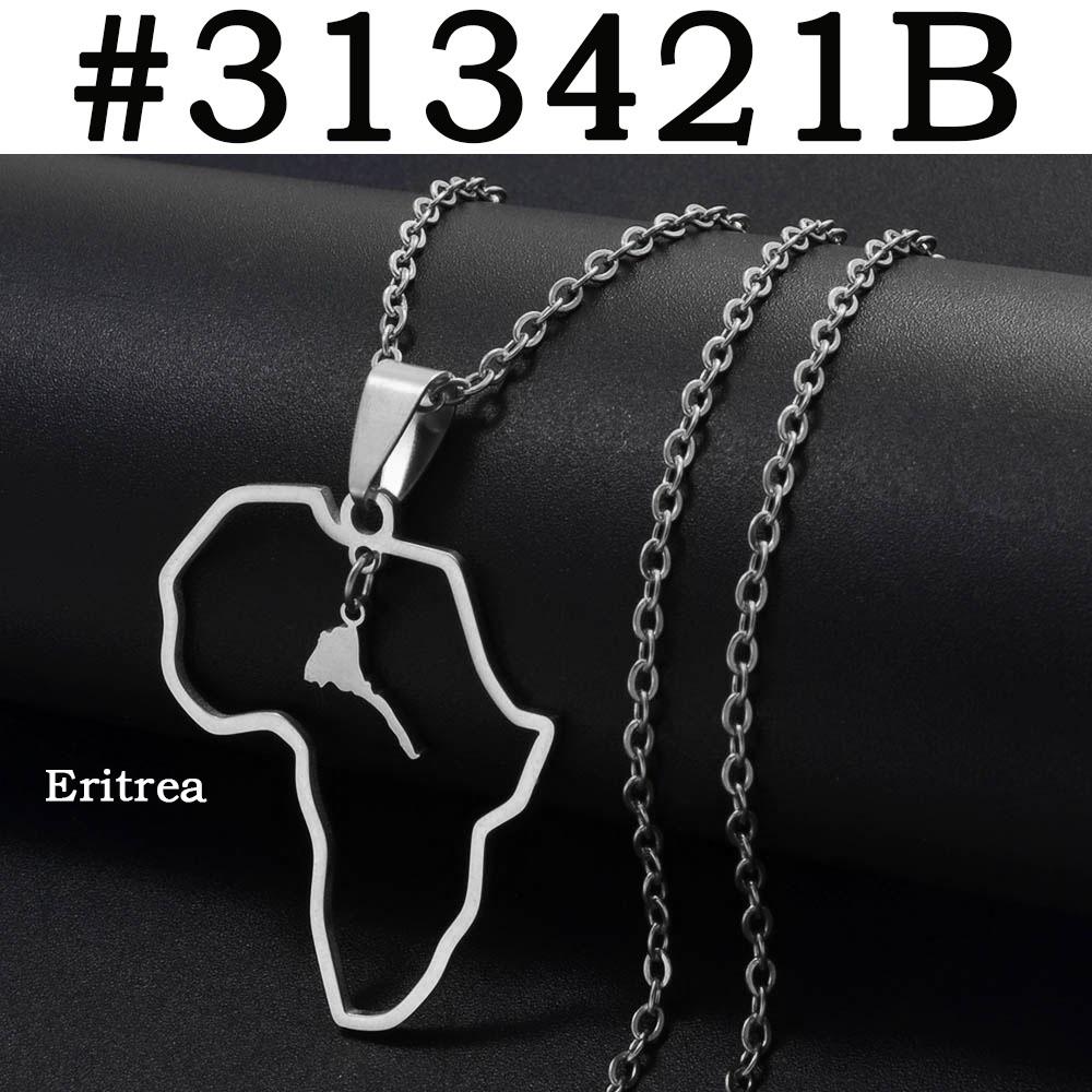 Anniyo Morocco and Eritrea Map Pendant Necklaces Stainless Steel Jewelry #313421 45cm or 17.7 Inches