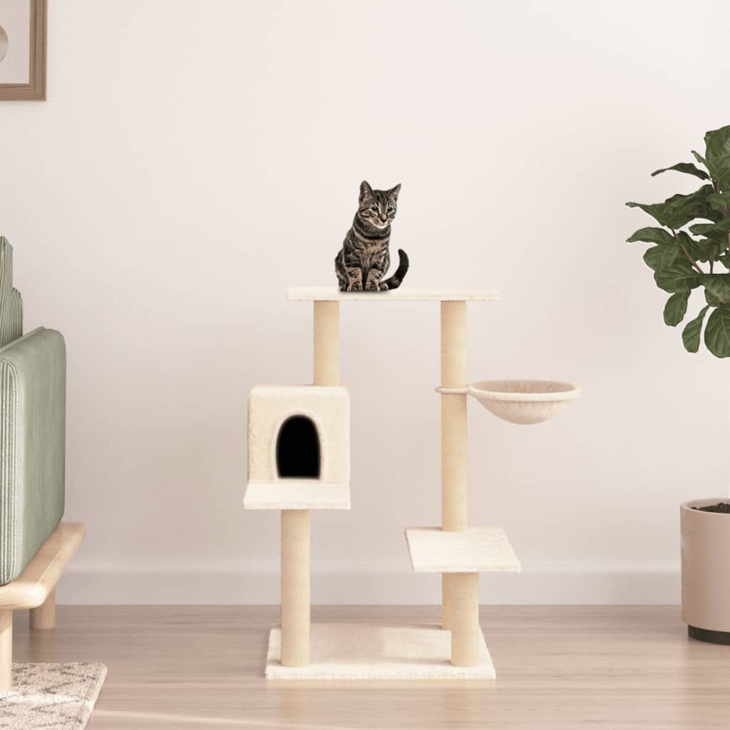 Cat Tree with Sisal Scratching Posts Cream 82.5 Cm