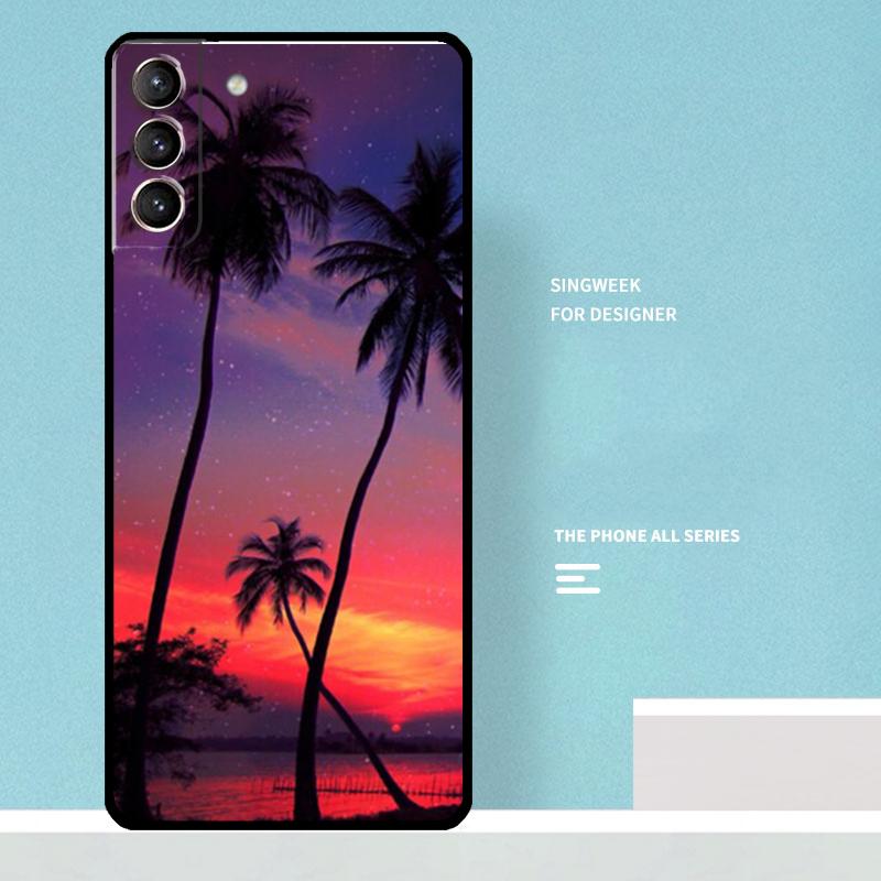 Stars Space Palm Trees Case For Samsung Galaxy S24 Ultra S20 S21 S22 S23 S25 Ultra S9 S10 Plus S25 FE Phone Cover
